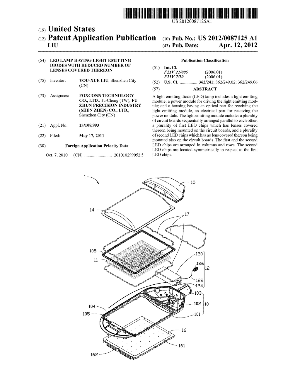 LED LAMP HAVING LIGHT EMITTING DIODES WITH REDUCED NUMBER OF LENSES     COVERED THEREON - diagram, schematic, and image 01