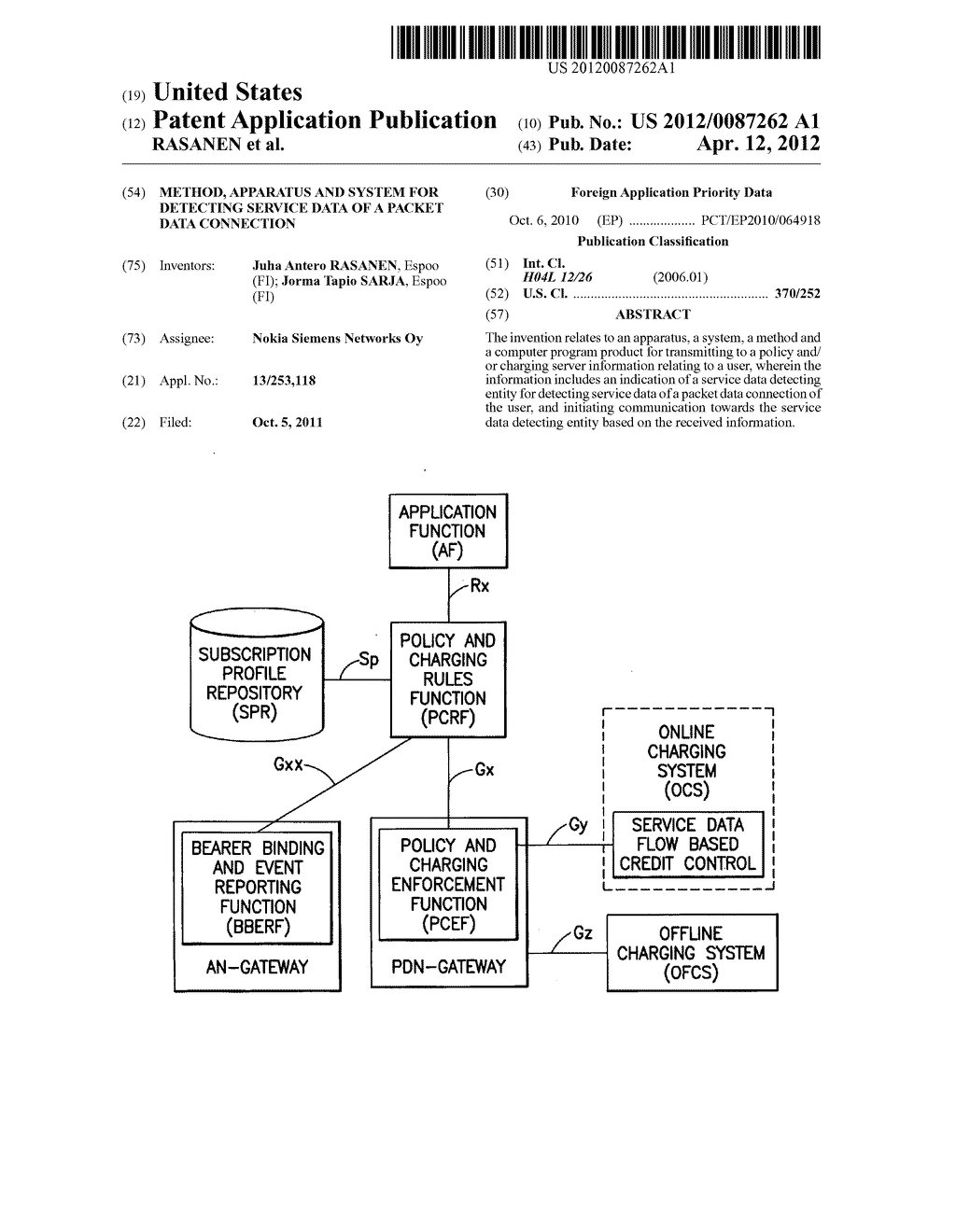 Method, Apparatus and System for Detecting Service Data of a Packet Data     Connection - diagram, schematic, and image 01