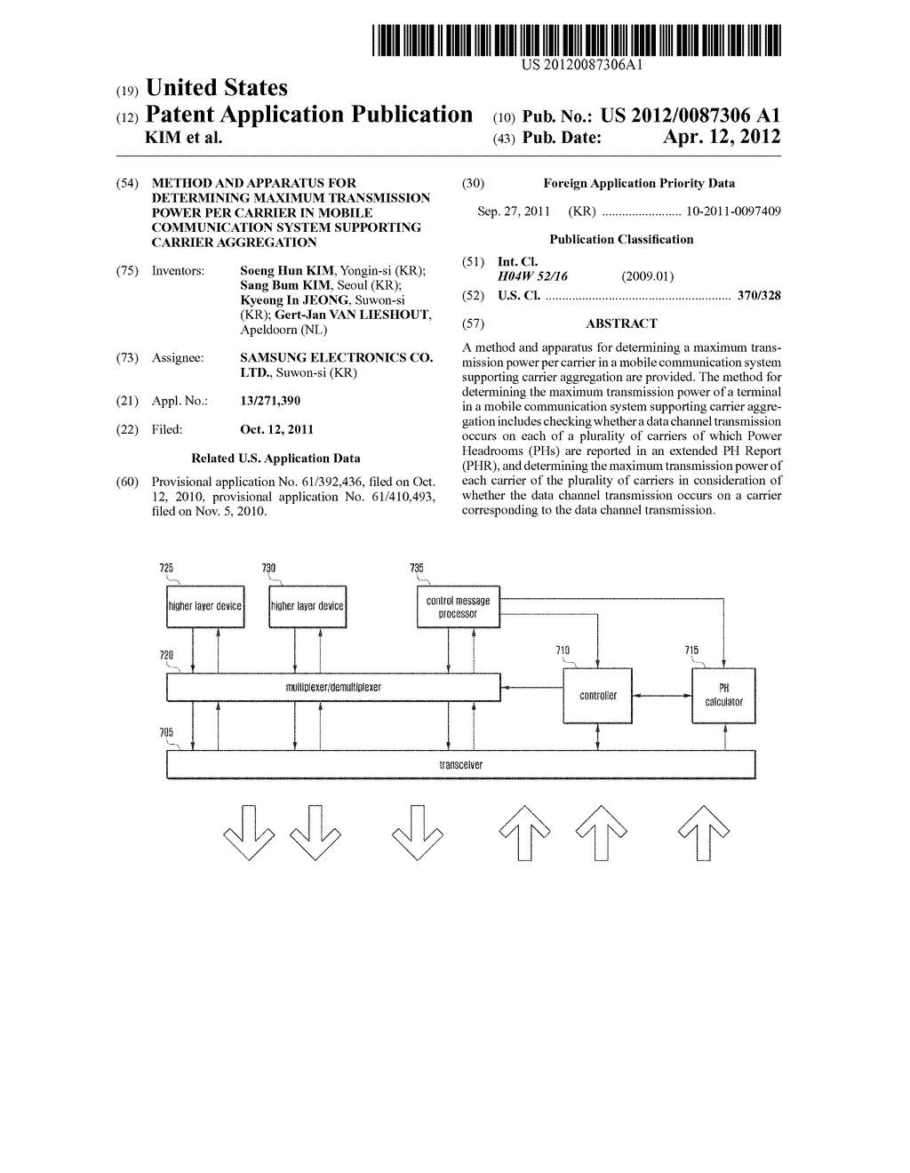 METHOD AND APPARATUS FOR DETERMINING MAXIMUM TRANSMISSION POWER PER     CARRIER IN MOBILE COMMUNICATION SYSTEM SUPPORTING CARRIER AGGREGATION - diagram, schematic, and image 01