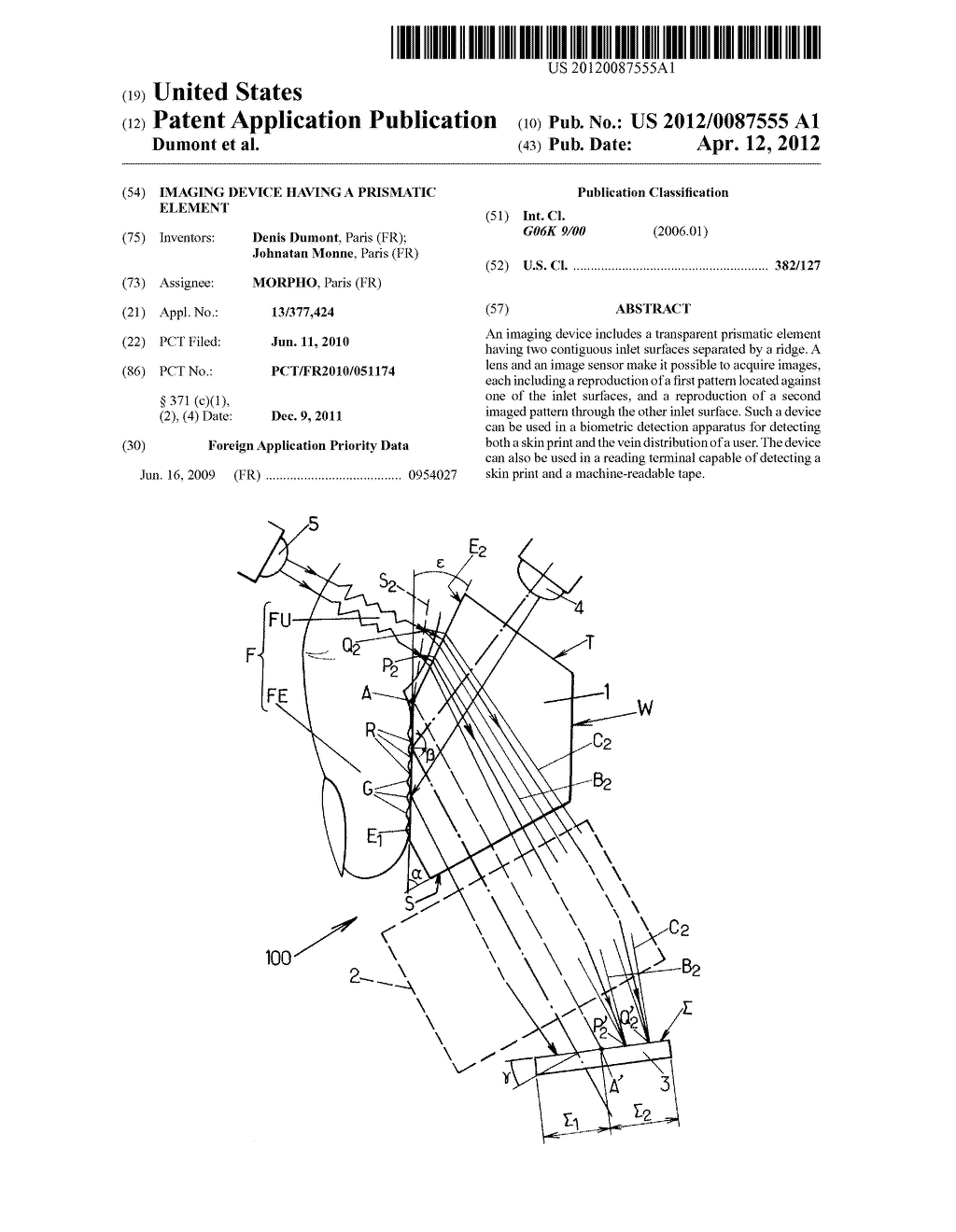 IMAGING DEVICE HAVING A PRISMATIC ELEMENT - diagram, schematic, and image 01