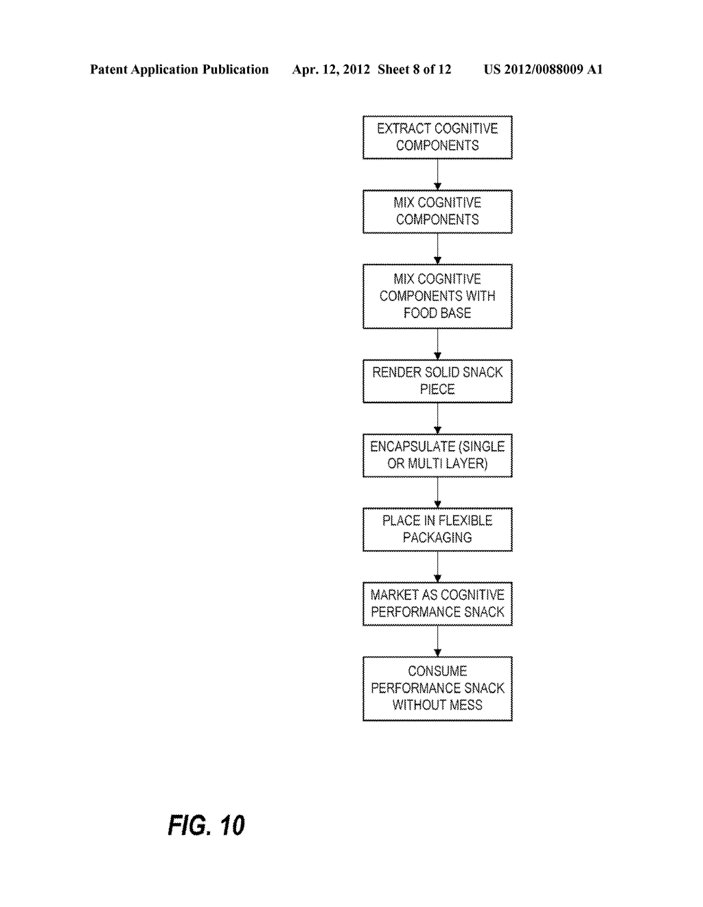 SALEABLE COGNITIVE PERFORMANCE SNACK FOOD ITEMS AND METHODS OF PREPARING,     PACKAGING AND USING SAME - diagram, schematic, and image 09