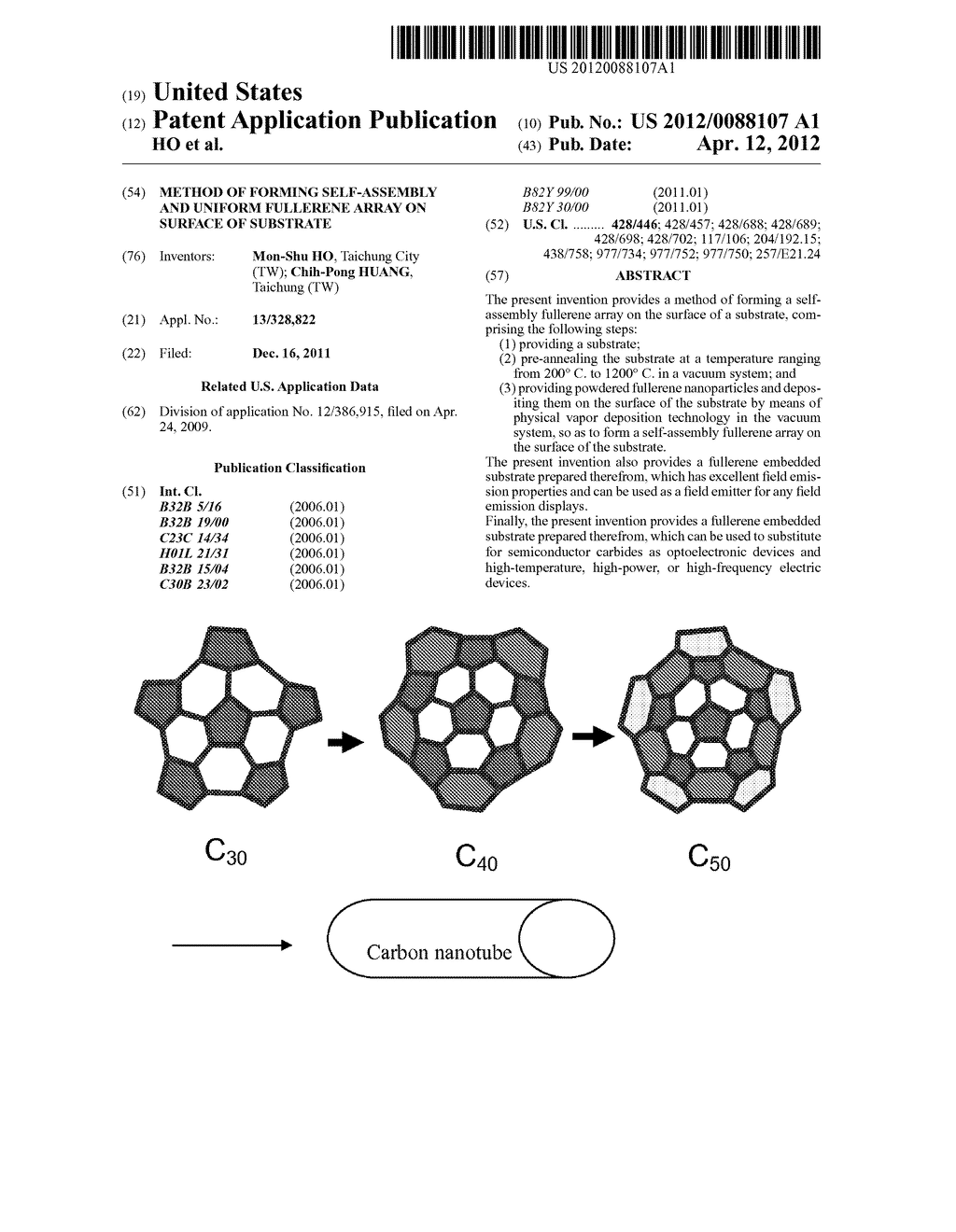 METHOD OF FORMING SELF-ASSEMBLY AND UNIFORM FULLERENE ARRAY ON SURFACE OF     SUBSTRATE - diagram, schematic, and image 01