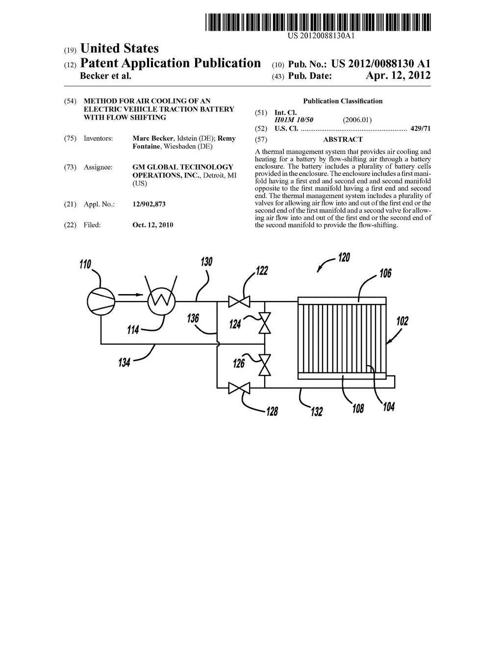METHOD FOR AIR COOLING OF AN ELECTRIC VEHICLE TRACTION BATTERY WITH FLOW     SHIFTING - diagram, schematic, and image 01