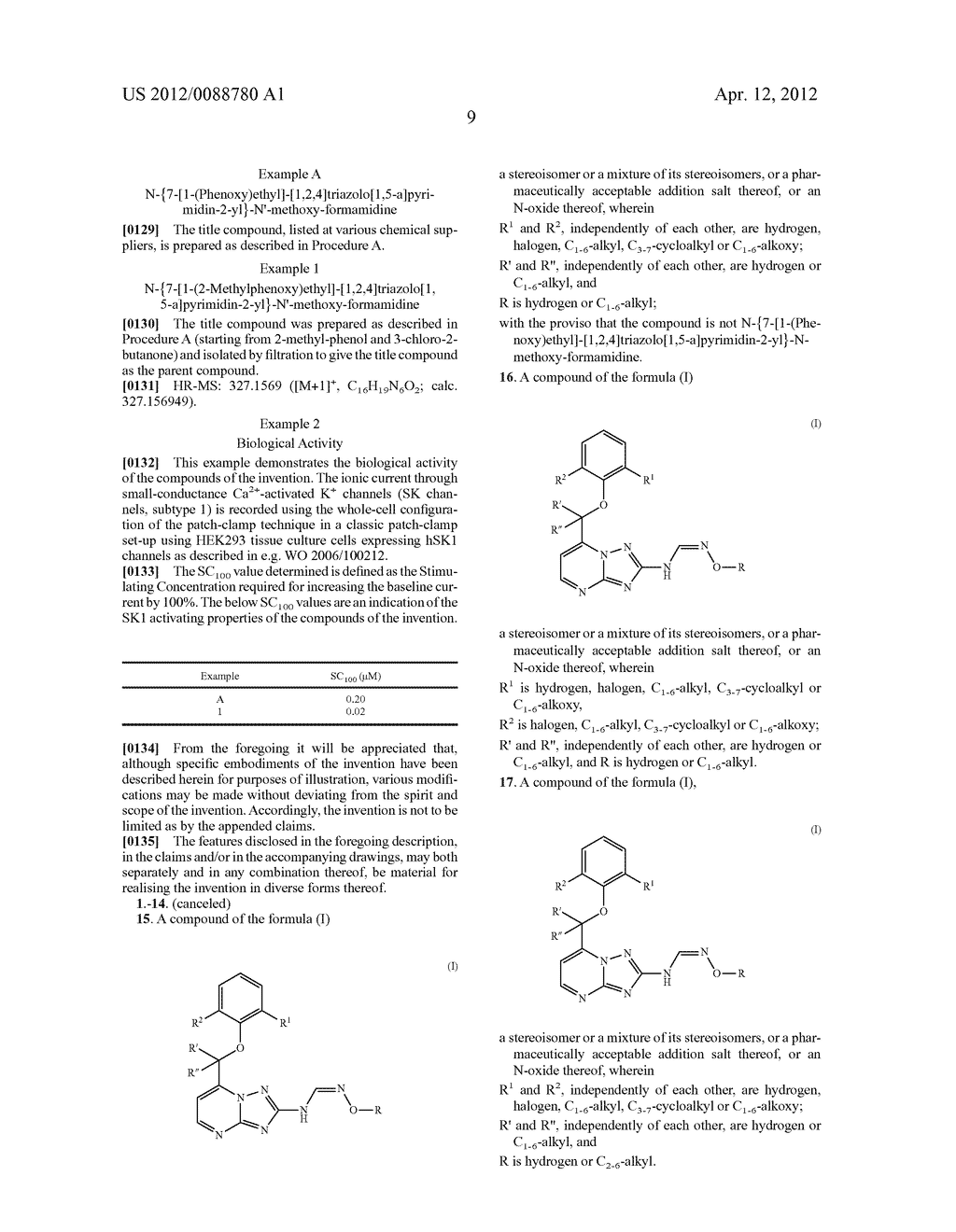 SUBSTITUTED [1,2,4]TRIAZOLO[1,5-a]PYRIMIDINES AND THEIR USE AS POTASSIUM     CHANNEL MODULATORS - diagram, schematic, and image 10