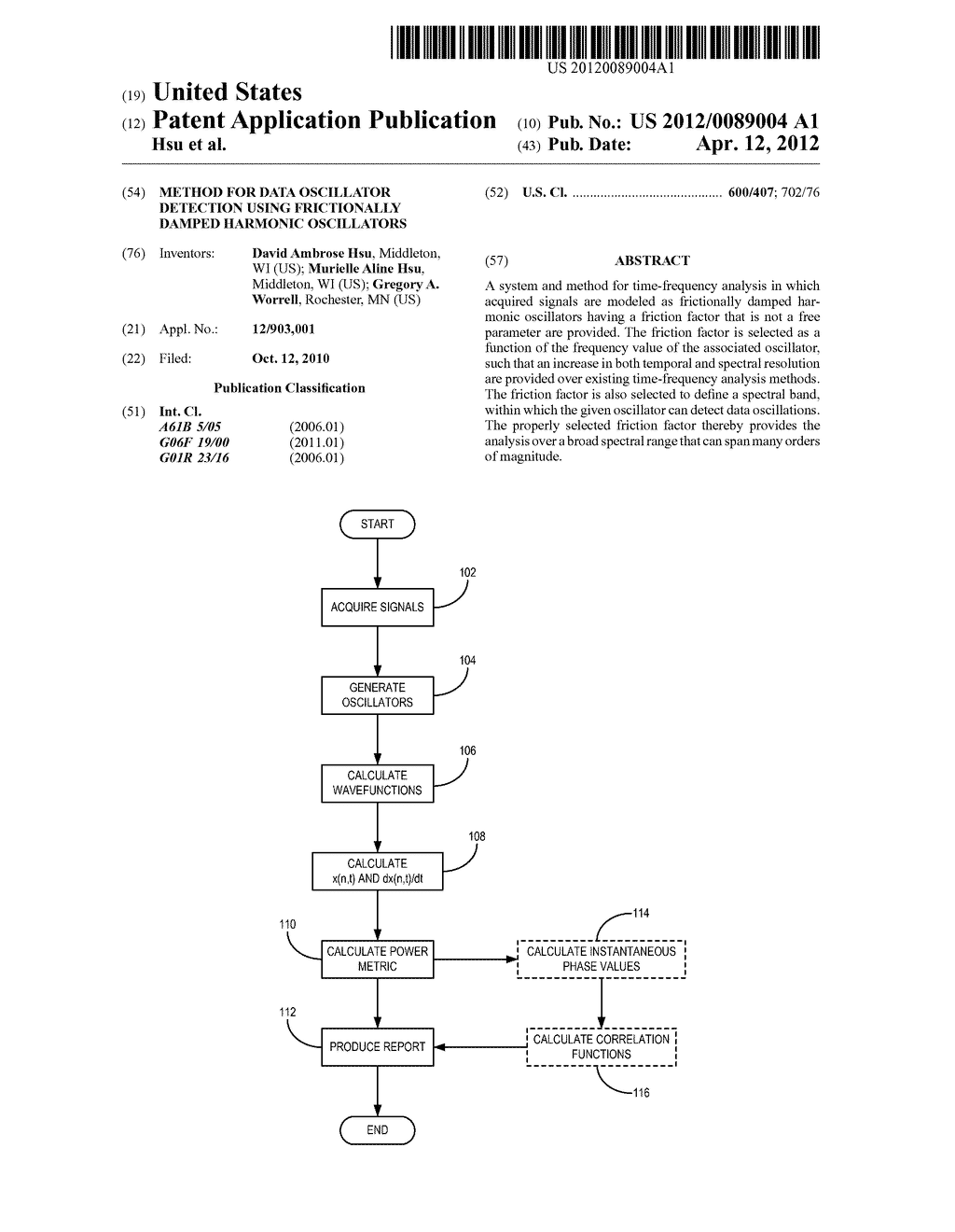 METHOD FOR DATA OSCILLATOR DETECTION USING FRICTIONALLY DAMPED HARMONIC     OSCILLATORS - diagram, schematic, and image 01