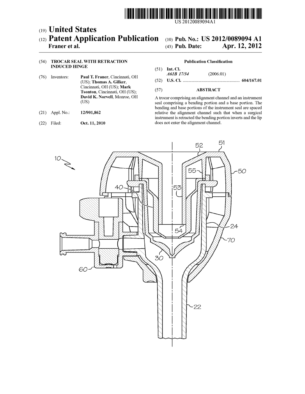 TROCAR SEAL WITH RETRACTION INDUCED HINGE - diagram, schematic, and image 01