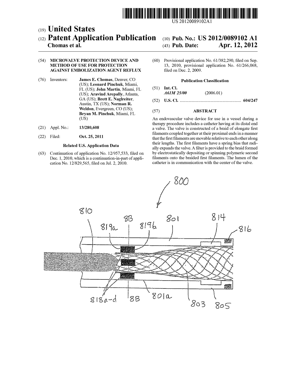 Microvalve Protection Device and Method of Use for Protection Against     Embolization Agent Reflux - diagram, schematic, and image 01