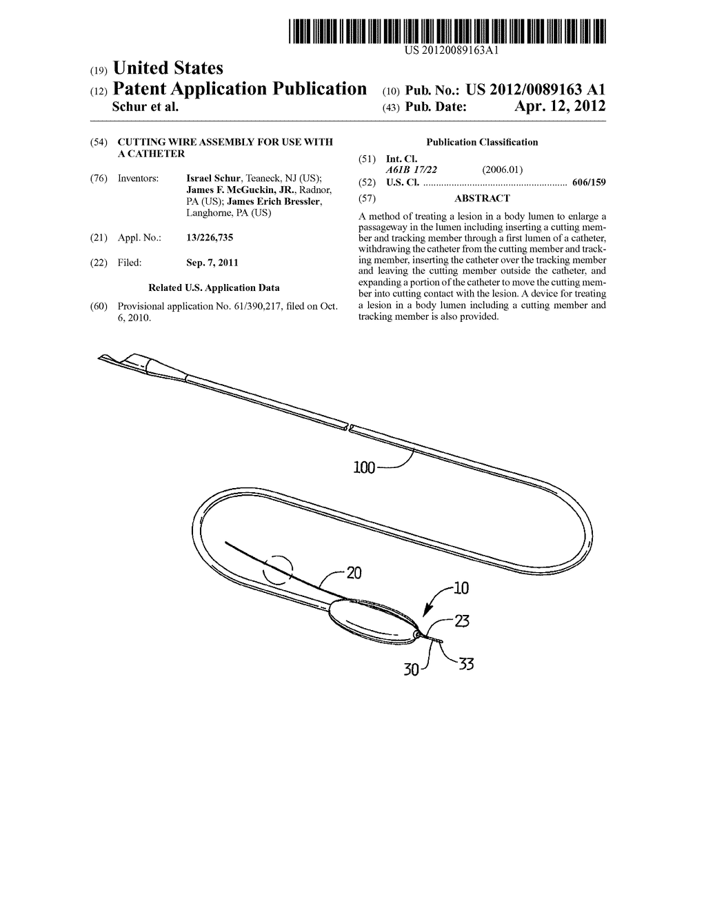 CUTTING WIRE ASSEMBLY FOR USE WITH A CATHETER - diagram, schematic, and image 01