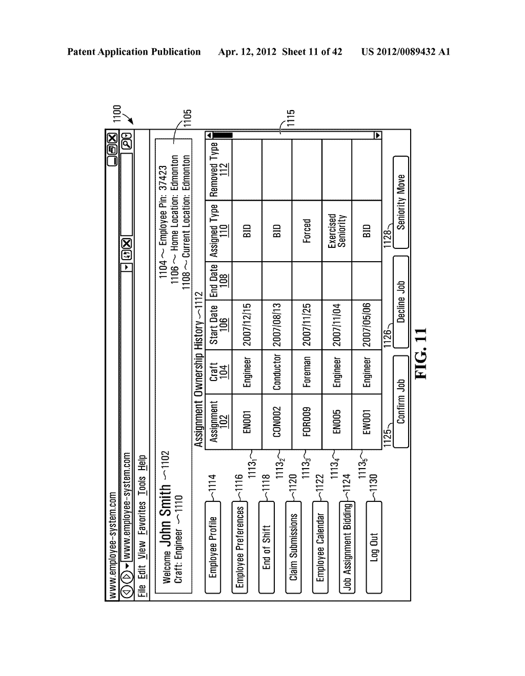 METHOD AND SYSTEM FOR ASSESSING PENALTIES ASSOCIATED WITH AN EMPLOYEE     WITHOUT A JOB ASSIGNMENT - diagram, schematic, and image 12