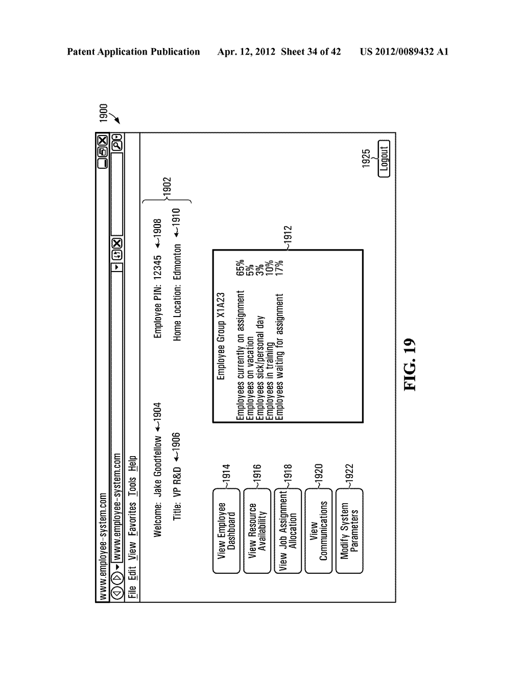 METHOD AND SYSTEM FOR ASSESSING PENALTIES ASSOCIATED WITH AN EMPLOYEE     WITHOUT A JOB ASSIGNMENT - diagram, schematic, and image 35