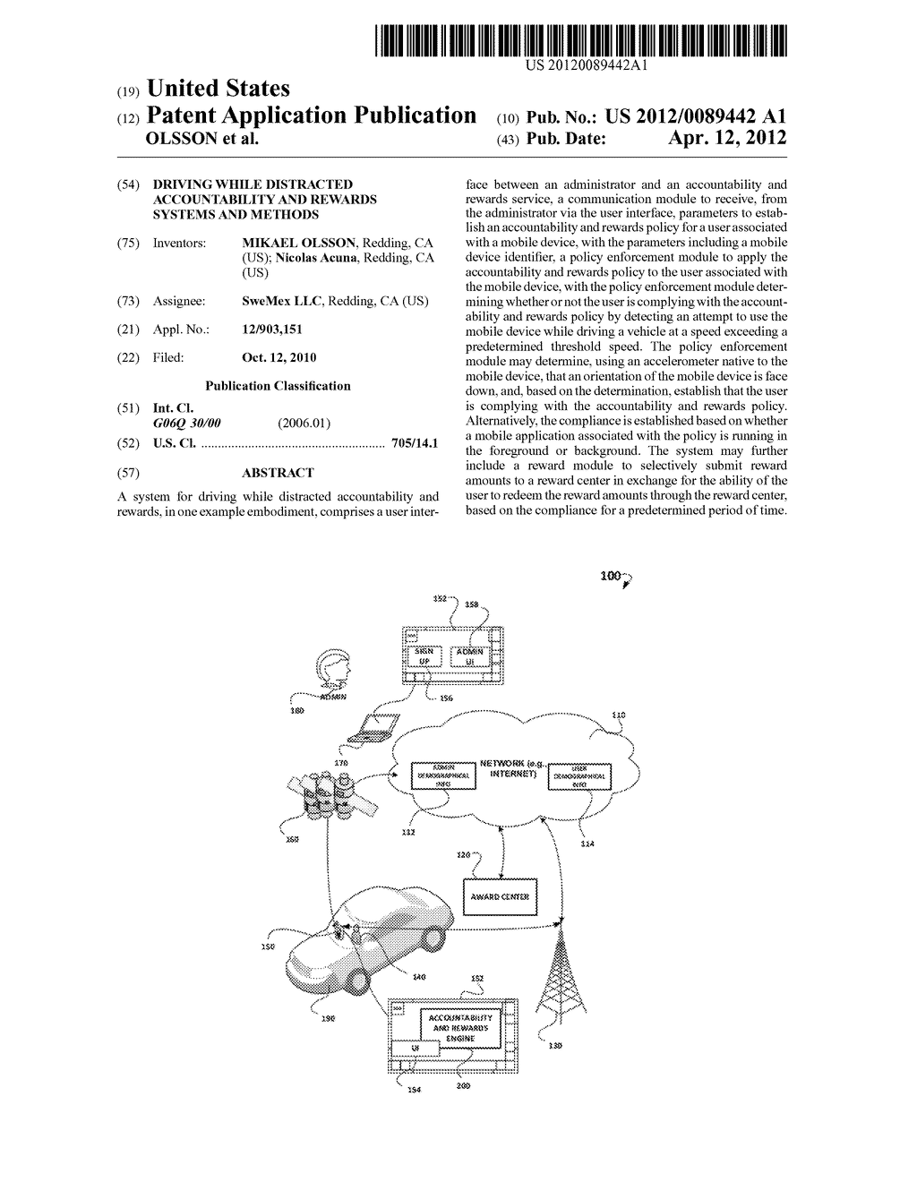 DRIVING WHILE DISTRACTED ACCOUNTABILITY AND REWARDS SYSTEMS AND METHODS - diagram, schematic, and image 01