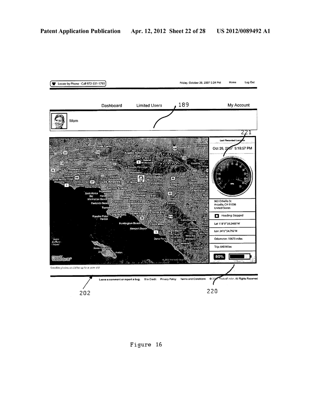 SYSTEM AND METHOD FOR CREATING AND MANAGING A PERSONALIZED WEB INTERFACE     FOR MONITORING LOCATION INFORMATION ON INDIVIDUALS AND OBJECTS USING     TRACKING DEVICES - diagram, schematic, and image 23