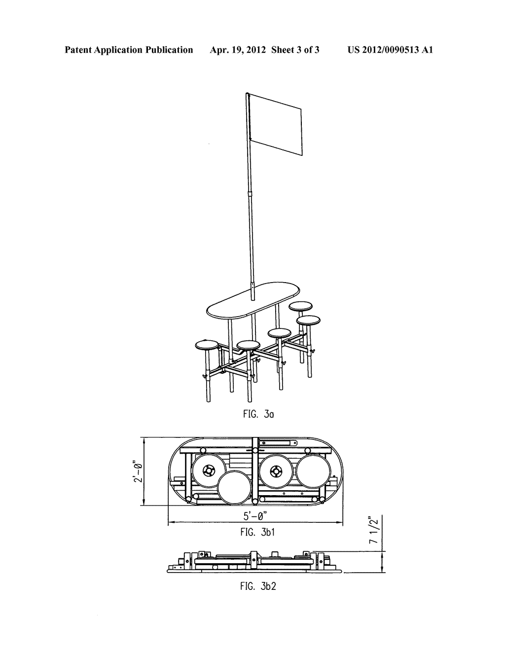 Table/bar stool/ flagpole combination kit to attach to vehicle's trailer     hitch - diagram, schematic, and image 04