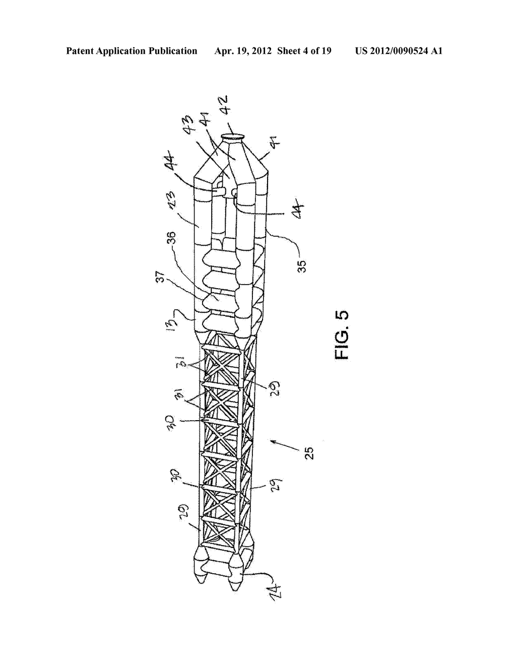 ARTICULATED MULTIPLE BUOY MARINE PLATFORM APPARATUS AND METHOD OF     INSTALLATION - diagram, schematic, and image 05