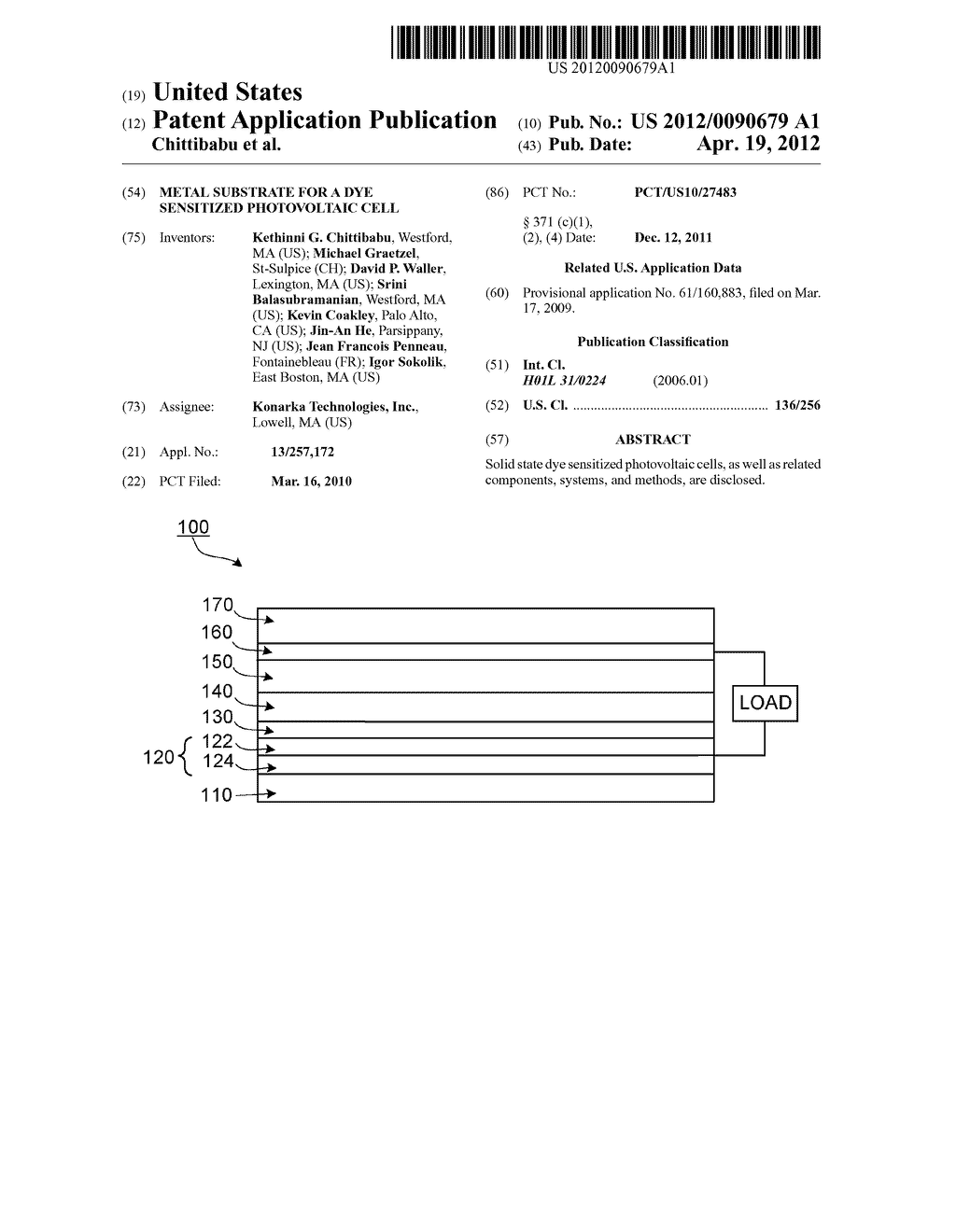 METAL SUBSTRATE FOR A DYE SENSITIZED PHOTOVOLTAIC CELL - diagram, schematic, and image 01