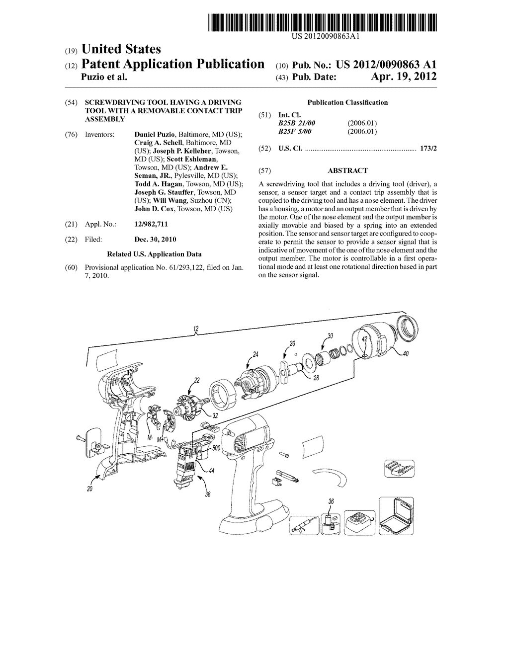 SCREWDRIVING TOOL HAVING A DRIVING TOOL WITH A REMOVABLE CONTACT TRIP     ASSEMBLY - diagram, schematic, and image 01