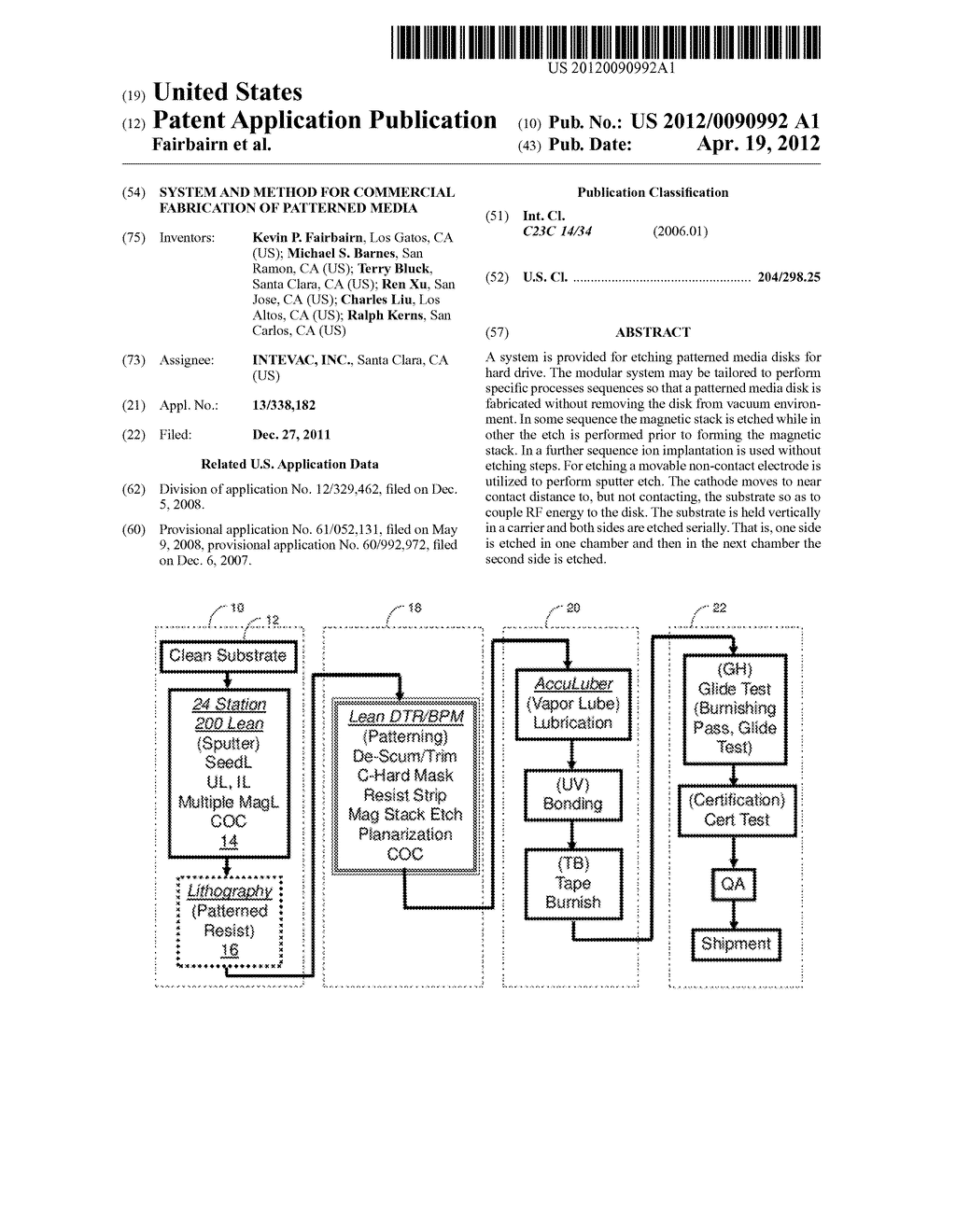 SYSTEM AND METHOD FOR COMMERCIAL FABRICATION OF PATTERNED MEDIA - diagram, schematic, and image 01