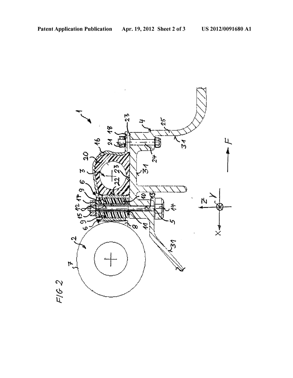 FRONT AXLE SUPPORT WITH ARRANGEMENT OF A STEERING GEAR AND A FRONT AXLE     STABILIZER - diagram, schematic, and image 03