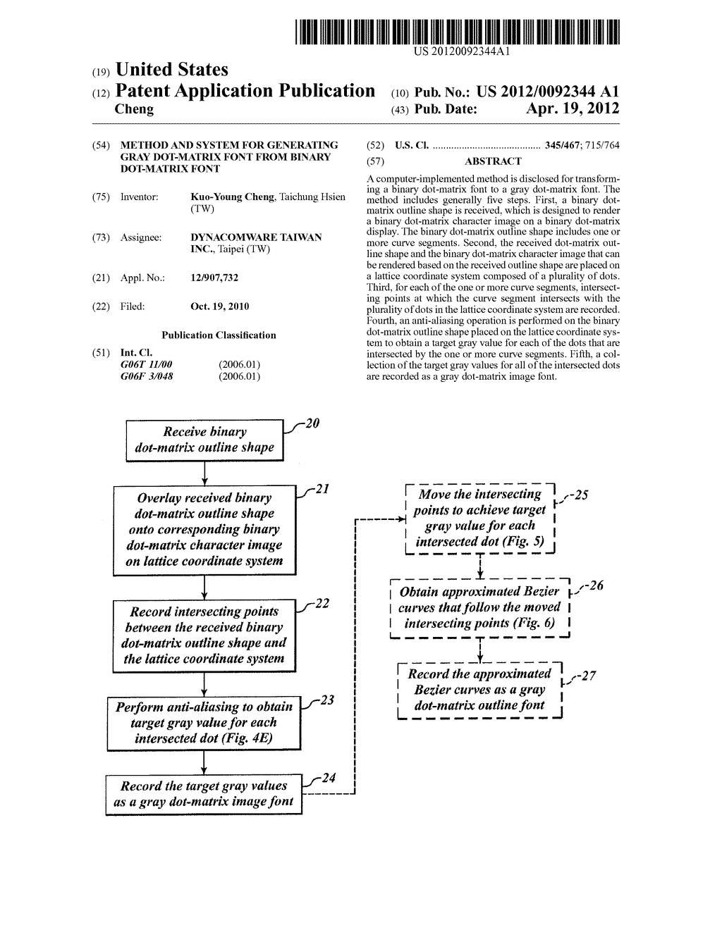 METHOD AND SYSTEM FOR GENERATING GRAY DOT-MATRIX FONT FROM BINARY     DOT-MATRIX FONT - diagram, schematic, and image 01