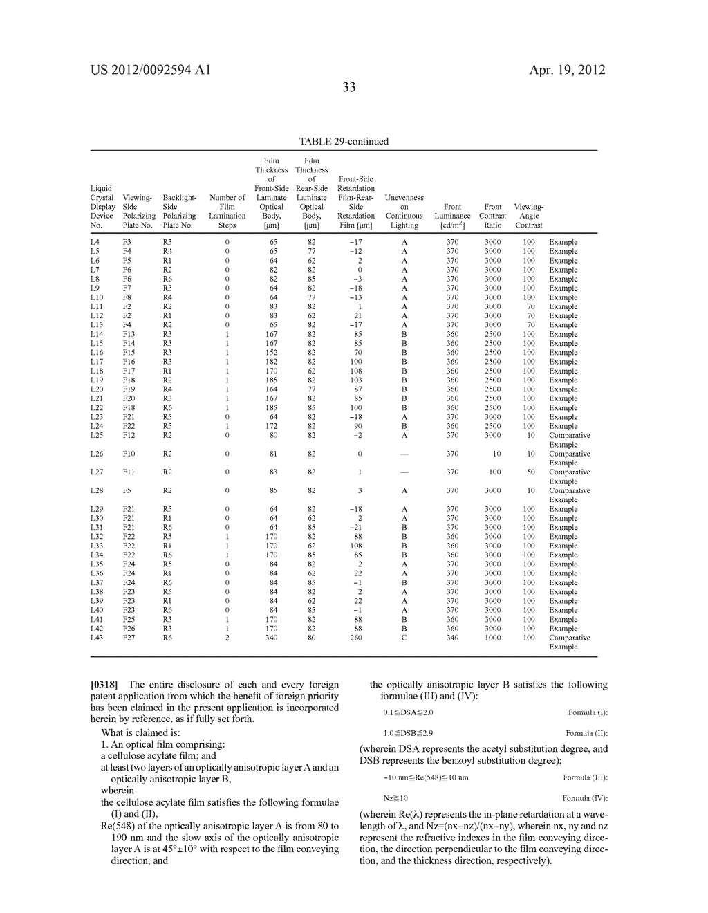 OPTICAL FILM AND LIQUID CRYSTAL DISPLAY DEVICE - diagram, schematic, and image 34