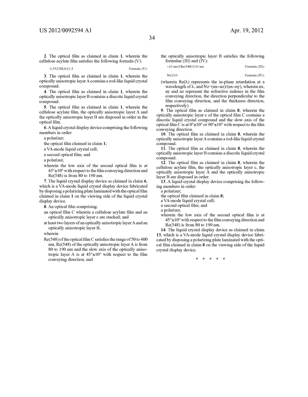 OPTICAL FILM AND LIQUID CRYSTAL DISPLAY DEVICE - diagram, schematic, and image 35