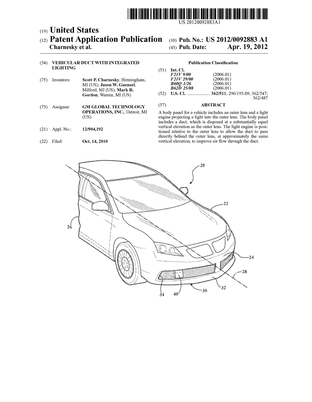 VEHICULAR DUCT WITH INTEGRATED LIGHTING - diagram, schematic, and image 01