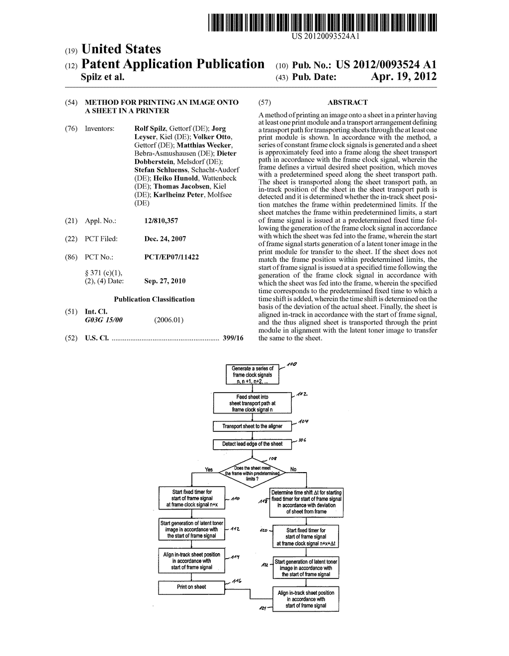 METHOD FOR PRINTING AN IMAGE ONTO A SHEET IN A PRINTER - diagram, schematic, and image 01