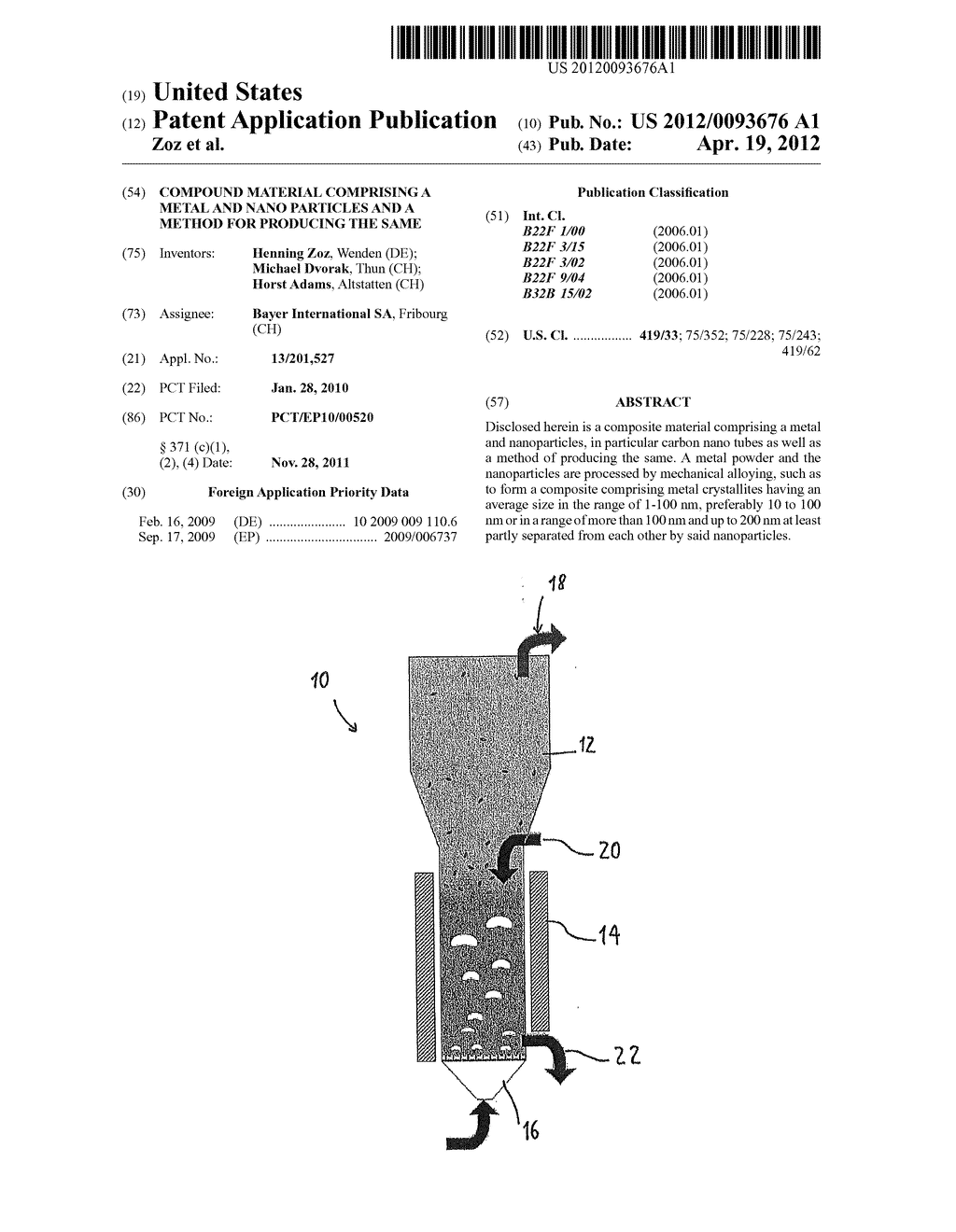  COMPOUND MATERIAL COMPRISING A METAL AND NANO PARTICLES AND A METHOD FOR     PRODUCING THE SAME - diagram, schematic, and image 01