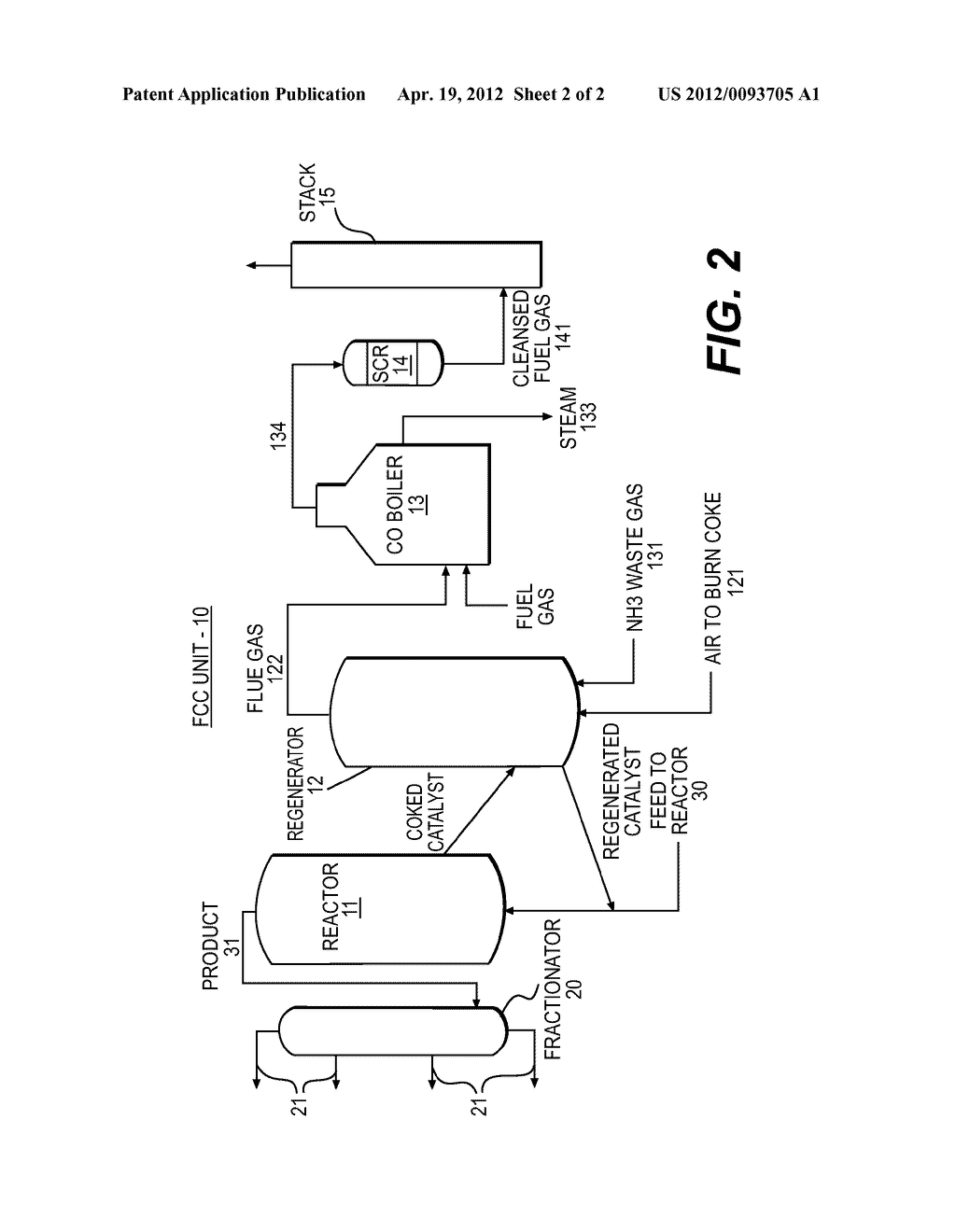 METHOD FOR TREATING REFINERY WASTE STREAMS IN A FLUID CATALYTIC CRACKING     UNIT AND AN IMPROVED CATALYTIC CRACKING UNIT FOR PROCESSING REFINERY     WASTE STREAMS - diagram, schematic, and image 03