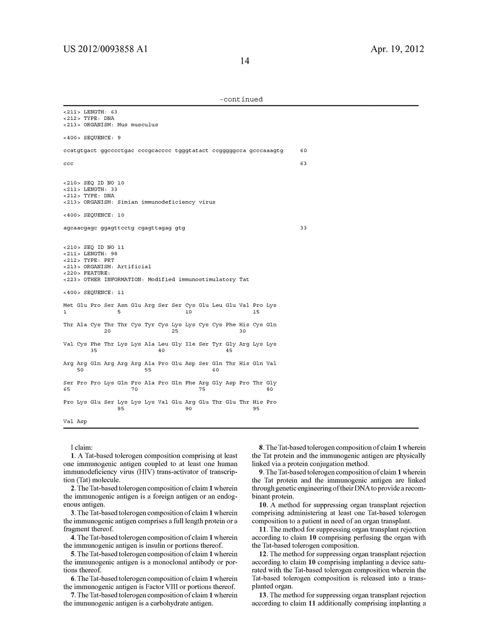 Tat-Based Tolerogen Compositions and Methods for Making and Using Same - diagram, schematic, and image 27