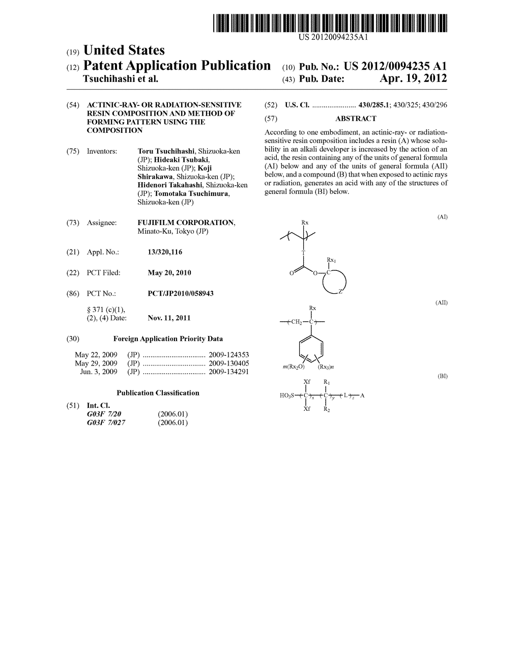 ACTINIC-RAY- OR RADIATION-SENSITIVE RESIN COMPOSITION AND METHOD OF     FORMING PATTERN USING THE COMPOSITION - diagram, schematic, and image 01