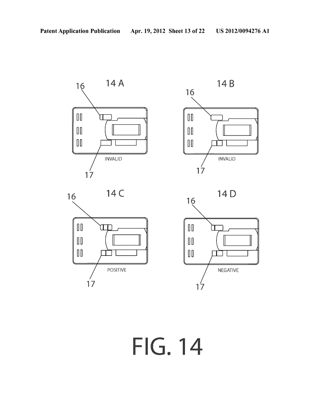 METHODS AND DEVICES TO ENHANCE SENSITIVITY AND EVALUATE SAMPLE ADEQUACY     AND REAGENT REACTIVITY IN RAPID LATERAL FLOW IMMUNOASSAYS - diagram, schematic, and image 14