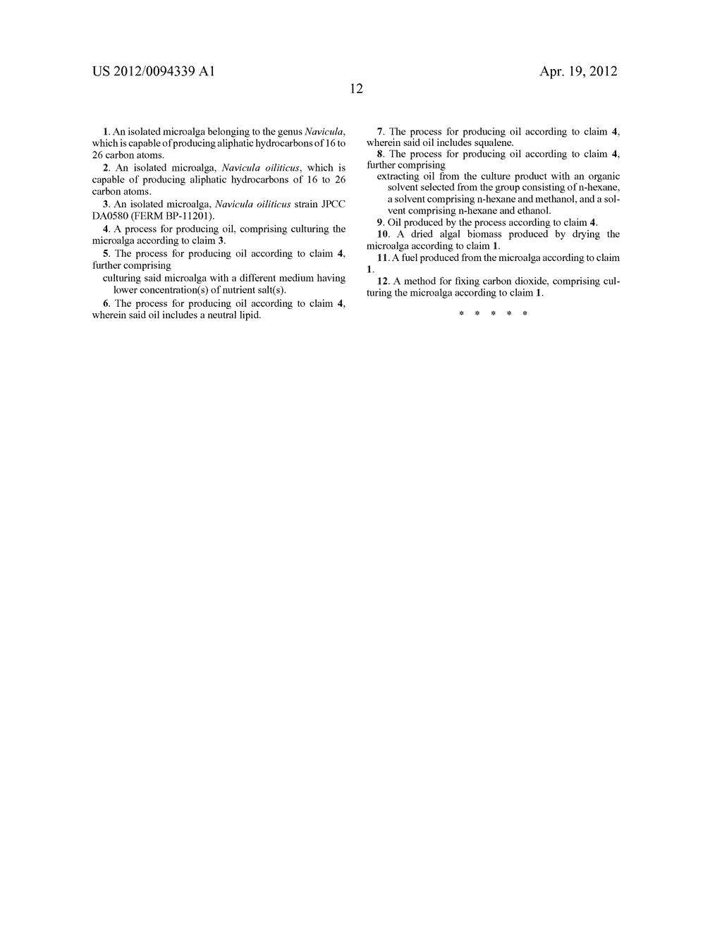 MICRO-ALGA BELONGING TO GENUS NAVICULA, PROCESS FOR PRODUCTION OF OIL BY     CULTURE OF THE MICRO-ALGA, AND OIL COLLECTED FROM THE MICRO-ALGA - diagram, schematic, and image 16