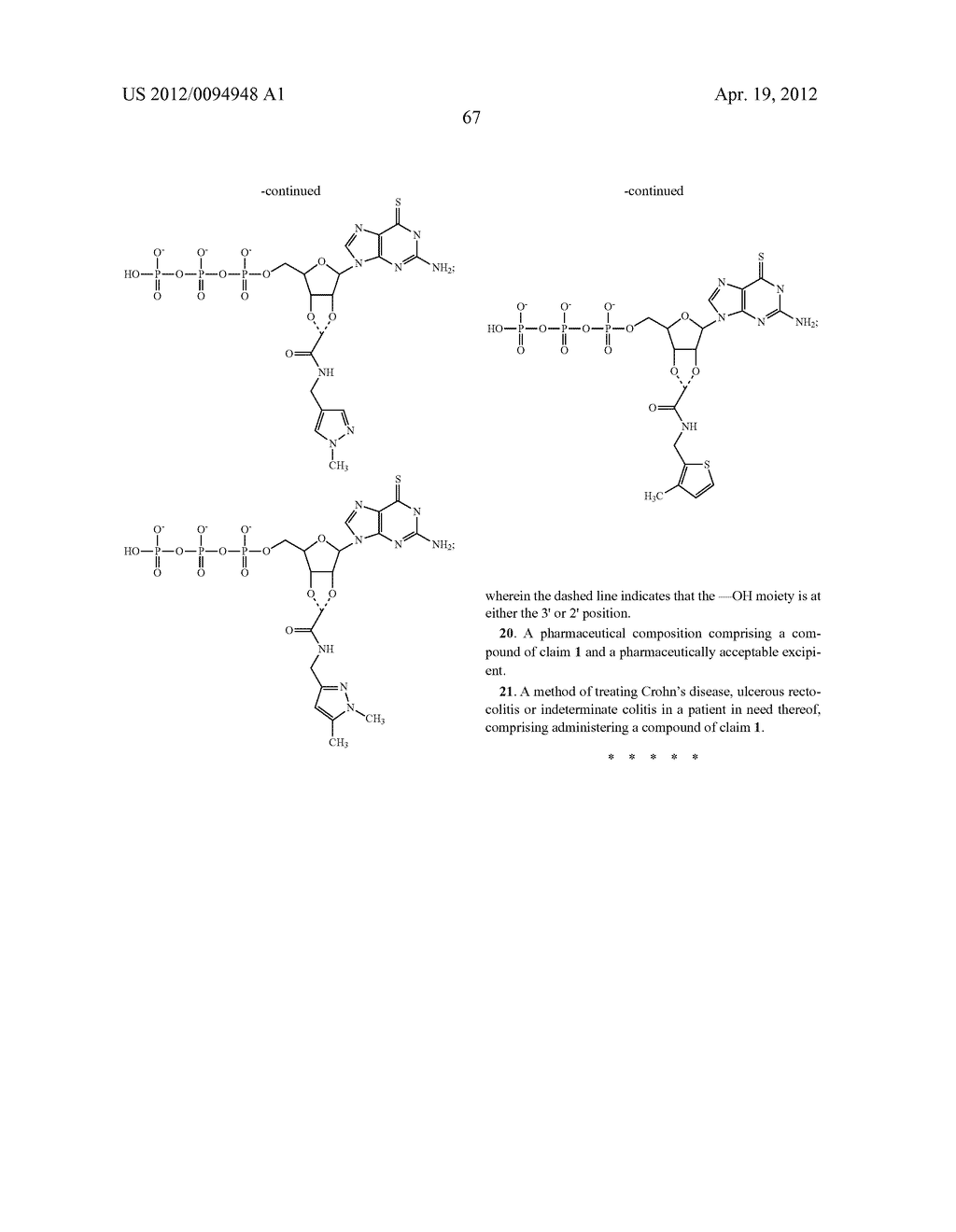 Analogous Compounds of 6-Thioguanosine Triphosphate, their use in Medical     Fields and Processes for their Preparation - diagram, schematic, and image 94