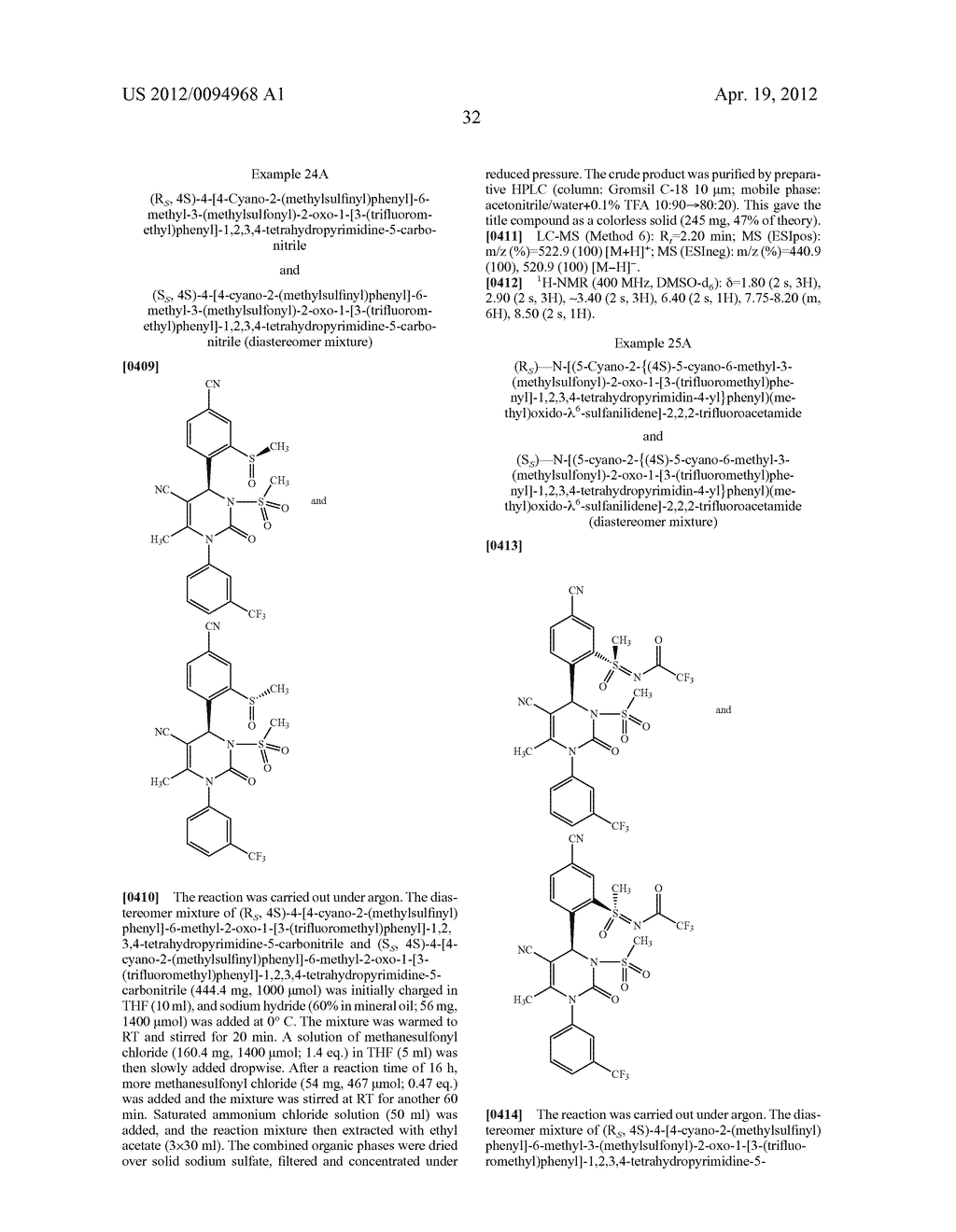 SULFONIC AMIDE AND SULFOXIMINE-SUBSTTTUTED DIARYL-DIHYDROPYRIMIDINONES AND     USAGE THEREOF - diagram, schematic, and image 33