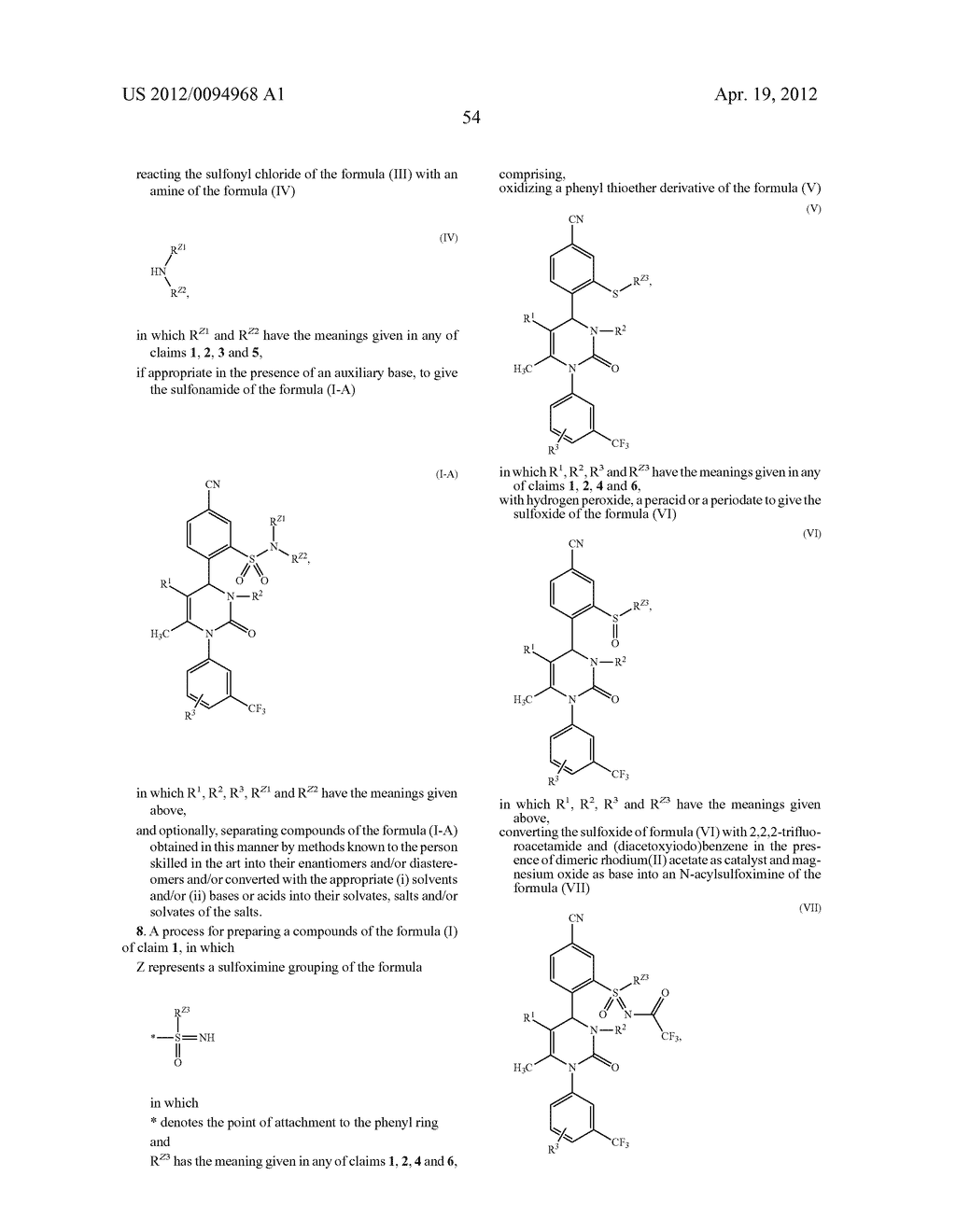 SULFONIC AMIDE AND SULFOXIMINE-SUBSTTTUTED DIARYL-DIHYDROPYRIMIDINONES AND     USAGE THEREOF - diagram, schematic, and image 55