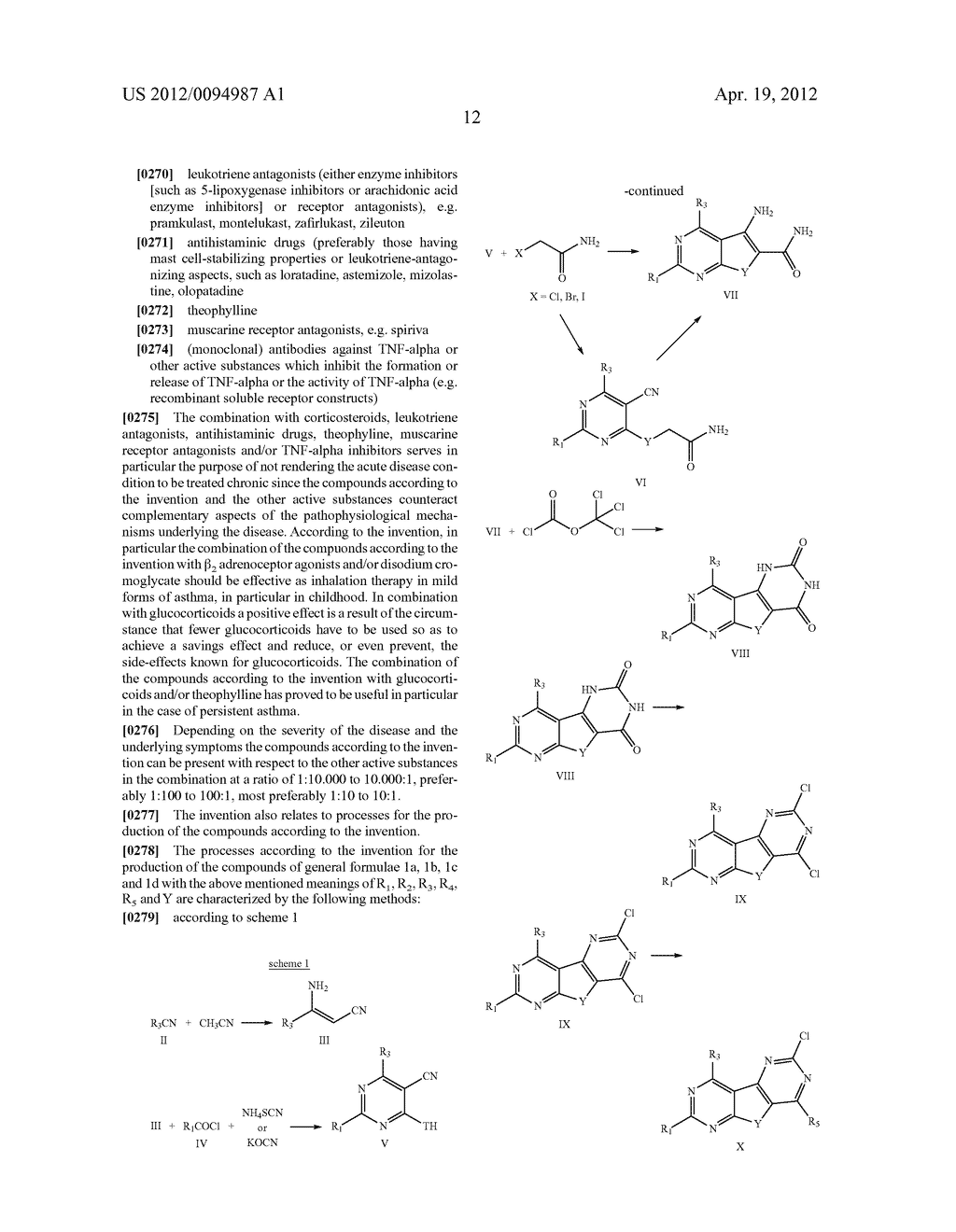 SUBSTITUTED PYRIDO [3', 2': 4, 5] THIENO [3, 2-D] PYRIMIDINES AND PYRIDO     [3', 2': 4, 5] FURO [3, 2-D] PYRIMIDINES USED AS INHIBITORS OF THE PDE-4     AND/OR THE RELEASE OF TNF-alpha - diagram, schematic, and image 14