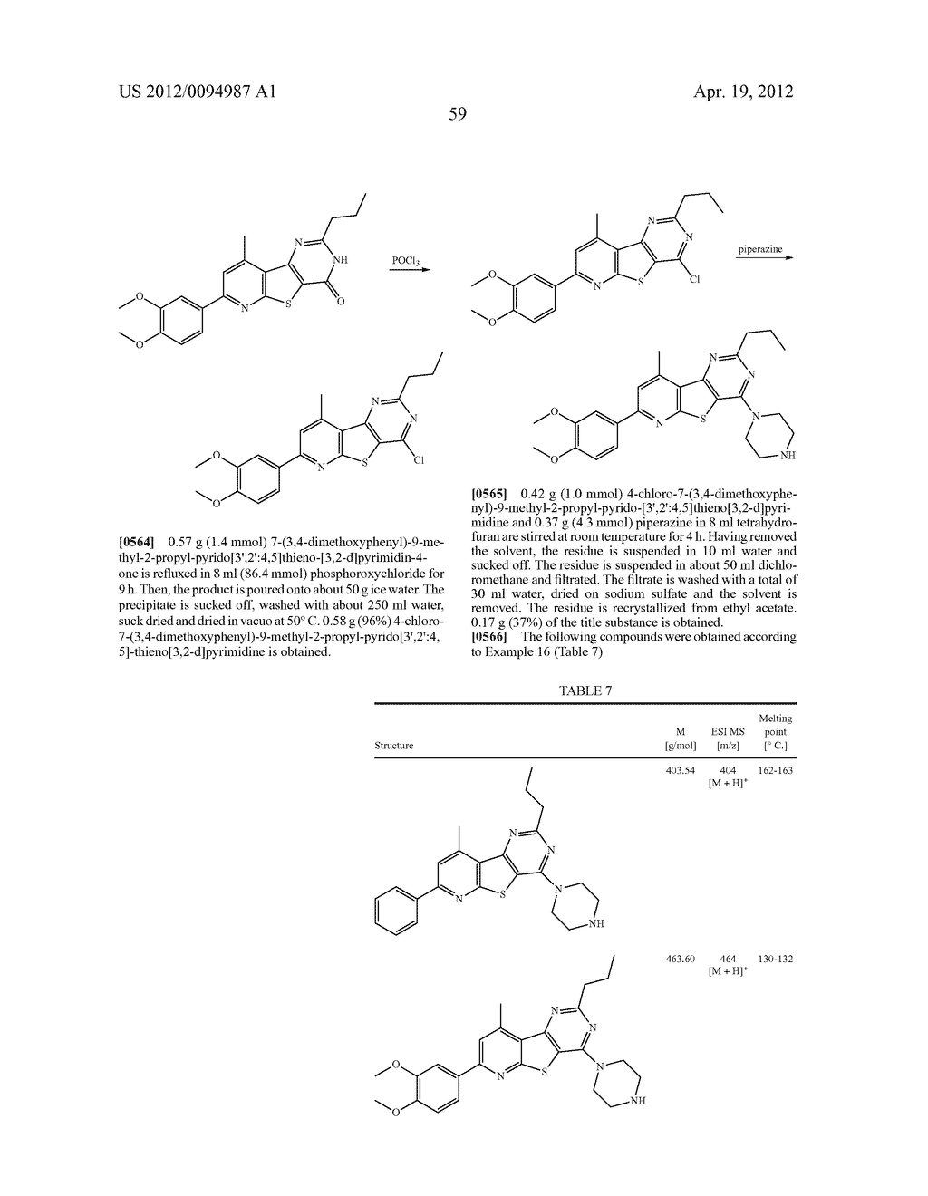 SUBSTITUTED PYRIDO [3', 2': 4, 5] THIENO [3, 2-D] PYRIMIDINES AND PYRIDO     [3', 2': 4, 5] FURO [3, 2-D] PYRIMIDINES USED AS INHIBITORS OF THE PDE-4     AND/OR THE RELEASE OF TNF-alpha - diagram, schematic, and image 61