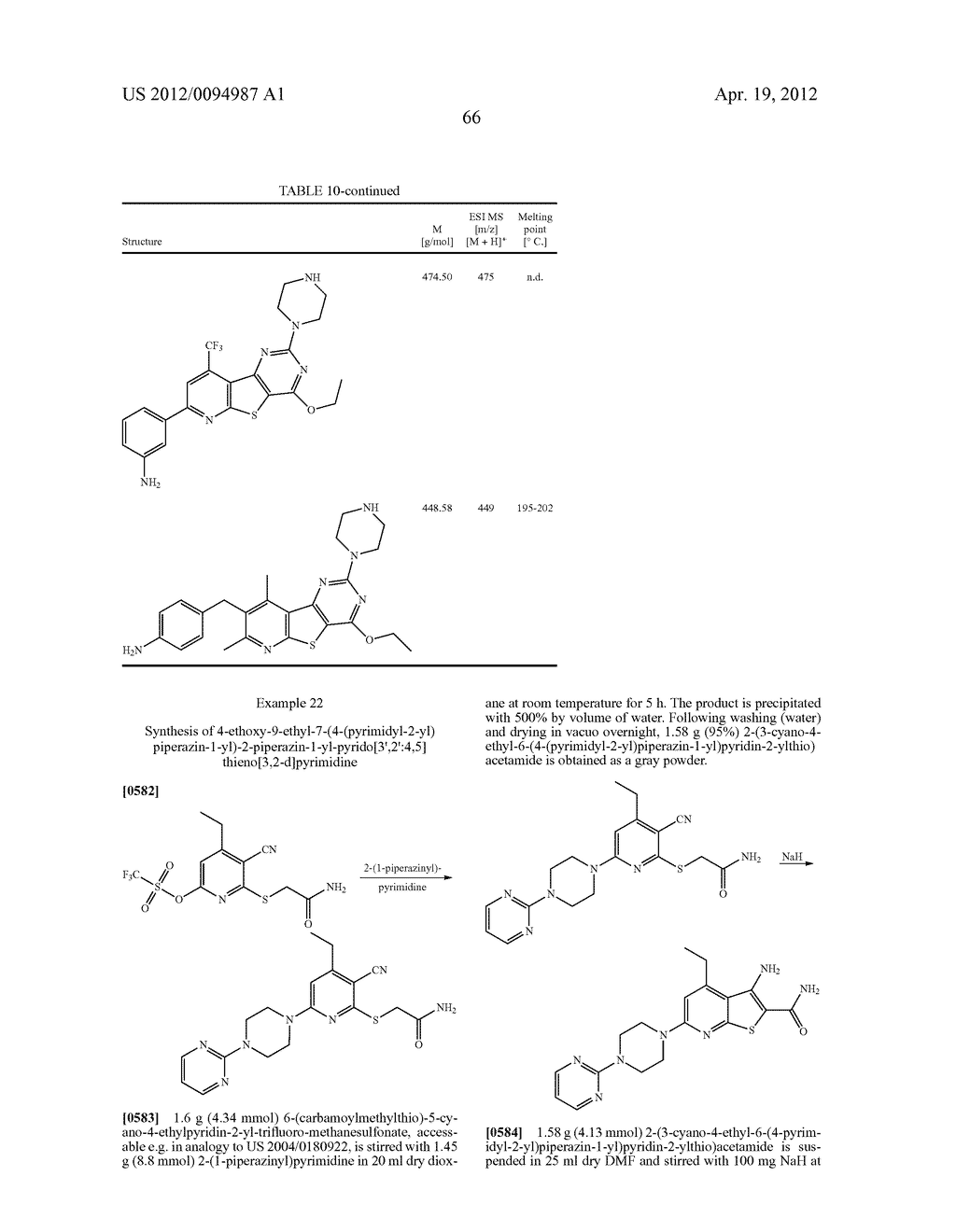 SUBSTITUTED PYRIDO [3', 2': 4, 5] THIENO [3, 2-D] PYRIMIDINES AND PYRIDO     [3', 2': 4, 5] FURO [3, 2-D] PYRIMIDINES USED AS INHIBITORS OF THE PDE-4     AND/OR THE RELEASE OF TNF-alpha - diagram, schematic, and image 68