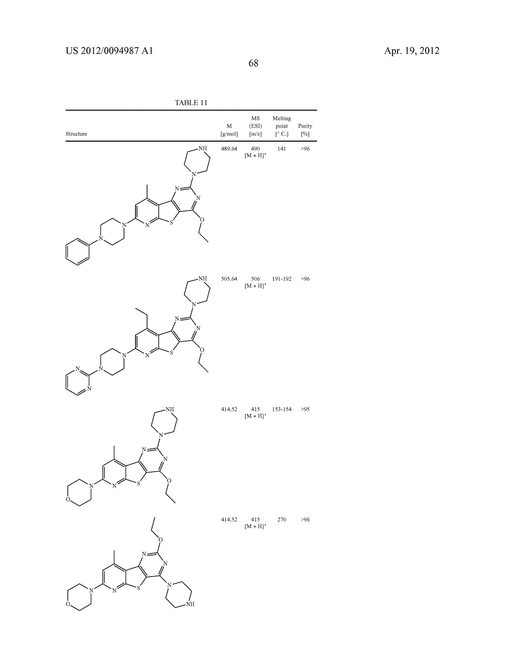SUBSTITUTED PYRIDO [3', 2': 4, 5] THIENO [3, 2-D] PYRIMIDINES AND PYRIDO     [3', 2': 4, 5] FURO [3, 2-D] PYRIMIDINES USED AS INHIBITORS OF THE PDE-4     AND/OR THE RELEASE OF TNF-alpha - diagram, schematic, and image 70