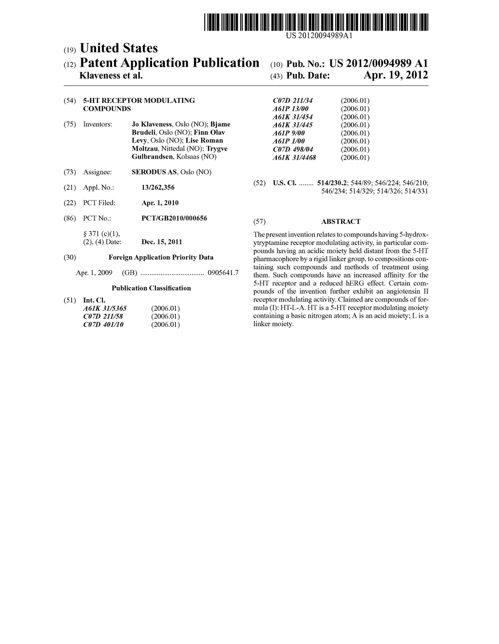 5-HT RECEPTOR MODULATING COMPOUNDS - diagram, schematic, and image 01