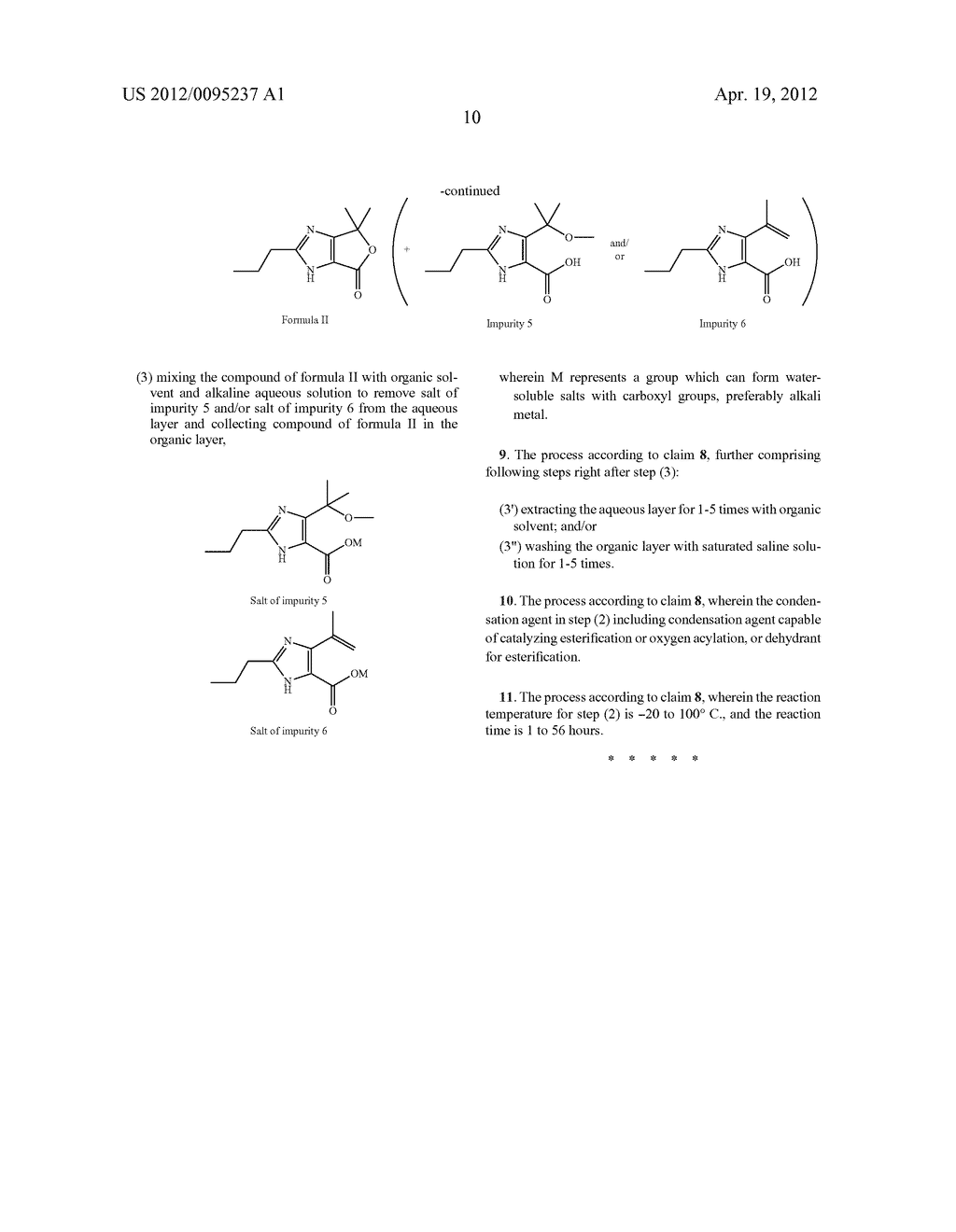Process for the Preparation of     4-(1-Hydroxy-1-Methylethyl)-2-Propyl-Imidazole-5-Carboxylates - diagram, schematic, and image 11