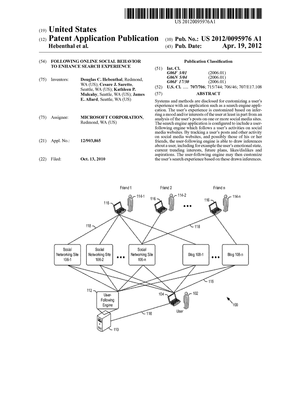 FOLLOWING ONLINE SOCIAL BEHAVIOR TO ENHANCE SEARCH EXPERIENCE - diagram, schematic, and image 01