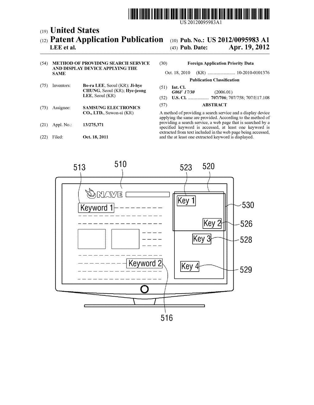 METHOD OF PROVIDING SEARCH SERVICE AND DISPLAY DEVICE APPLYING THE SAME - diagram, schematic, and image 01