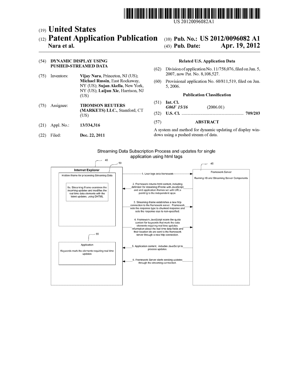 DYNAMIC DISPLAY USING PUSHED-STREAMED DATA - diagram, schematic, and image 01