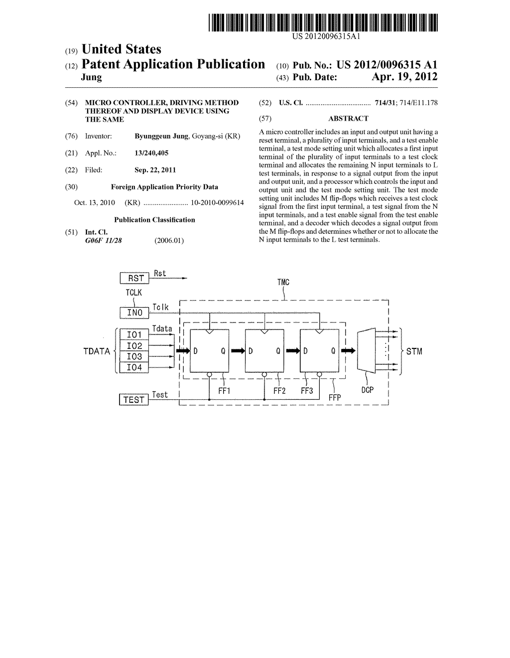 MICRO CONTROLLER, DRIVING METHOD THEREOF AND DISPLAY DEVICE USING THE SAME - diagram, schematic, and image 01