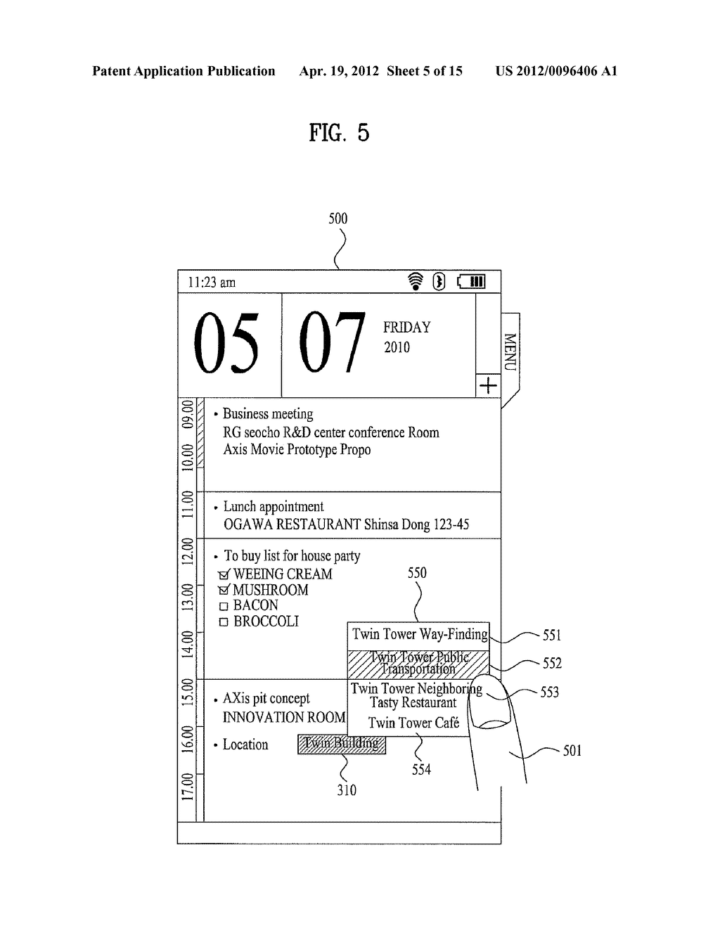 ELECTRONIC DEVICE AND METHOD FOR PROVIDING MENU USING THE SAME - diagram, schematic, and image 06