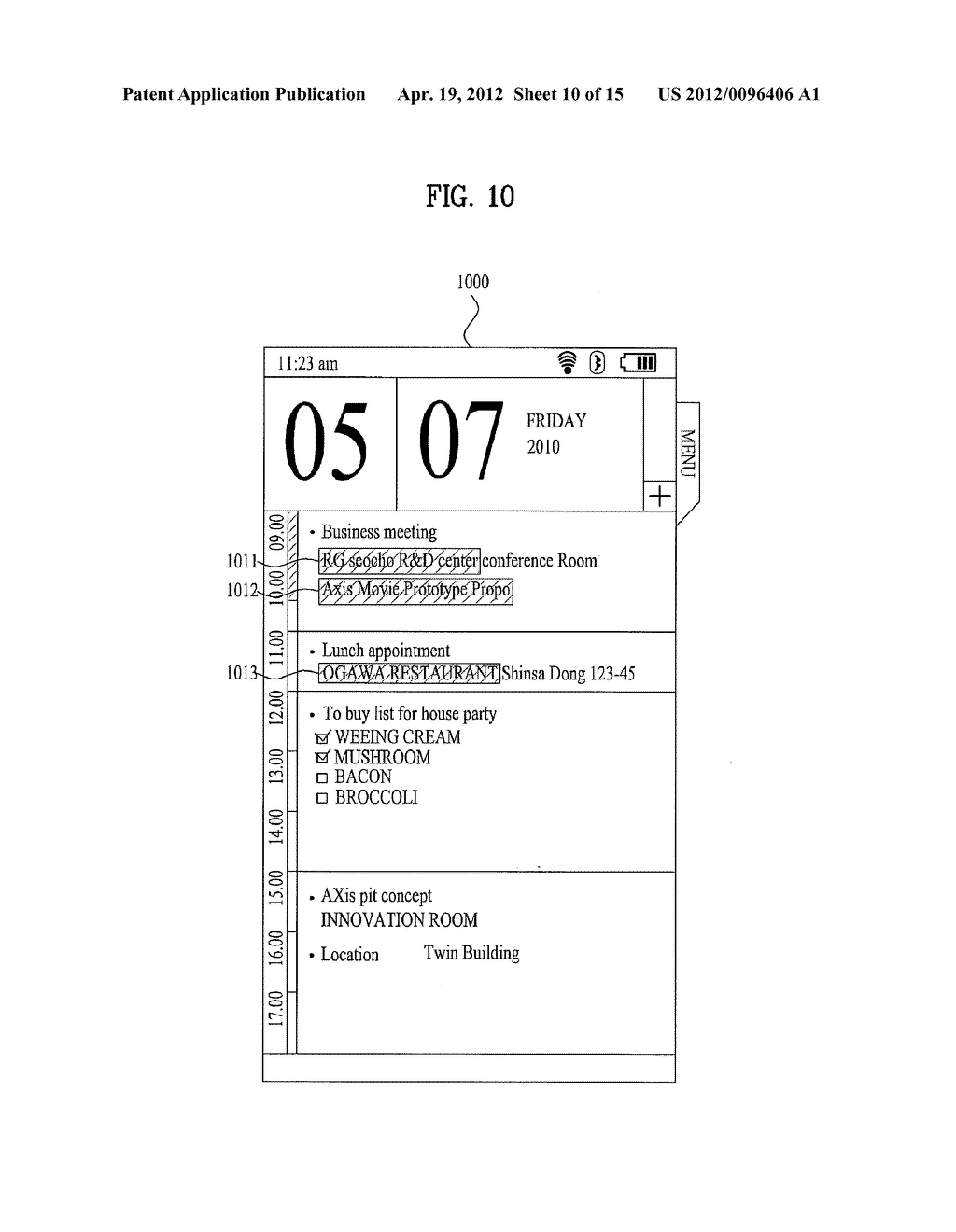 ELECTRONIC DEVICE AND METHOD FOR PROVIDING MENU USING THE SAME - diagram, schematic, and image 11