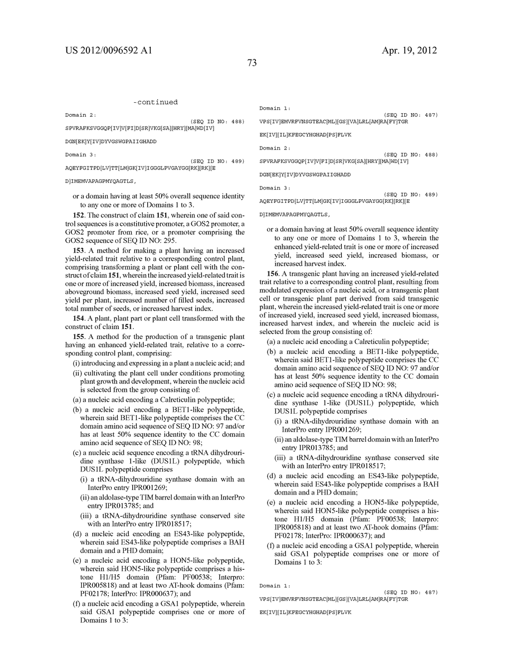 Plants Having Enhanced Yield-Related Traits and a Method for Making the     Same - diagram, schematic, and image 126