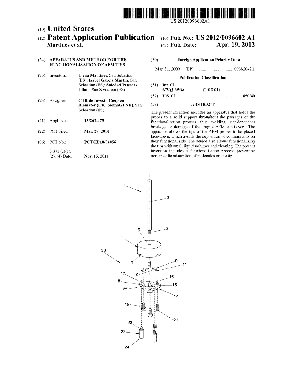 APPARATUS AND METHOD FOR THE FUNCTIONALISATION OF AFM TIPS - diagram, schematic, and image 01